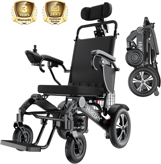 10 Miles Electric Intelligent Wheelchairs, Foldable Lightweight Portable All Terrain Power Motorized Wheel Chair, Weight Capacity 270lbs